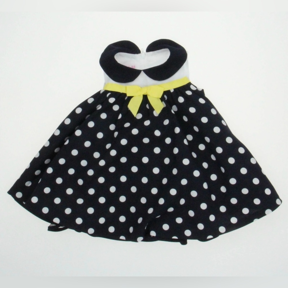 Bonnie Baby Navy Dress with Yellow Accent and polka dots